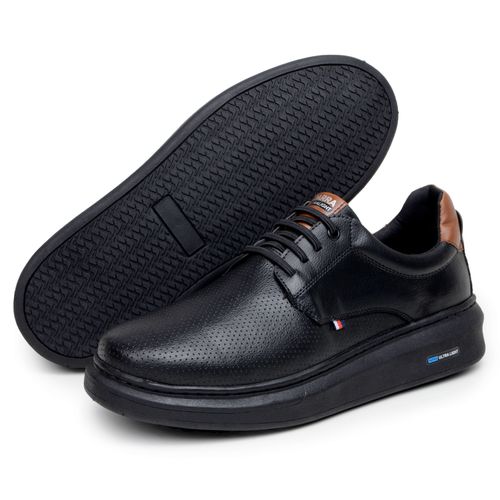 Sapatenis Moderno Masculino Leve Confortável Em Couro 100% Eco Parra Boots - Preto