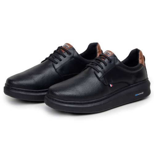 Sapatenis Moderno Masculino Leve Confortável Em Couro 100% Eco Parra Boots - Preto