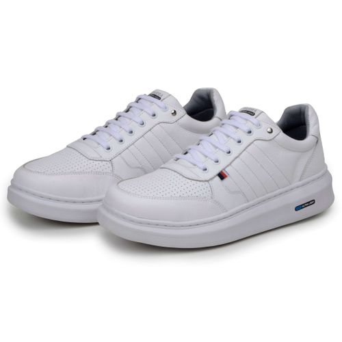 Sapatenis Moderno Detalhado Masculino Em Couro 100% Legitimo Leve Confortável Parra Boots - Branco