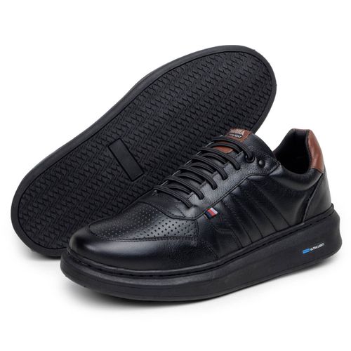 Sapatenis Moderno Detalhado Masculino Em Couro 100% Legitimo Leve Confortável Parra Boots - Preto