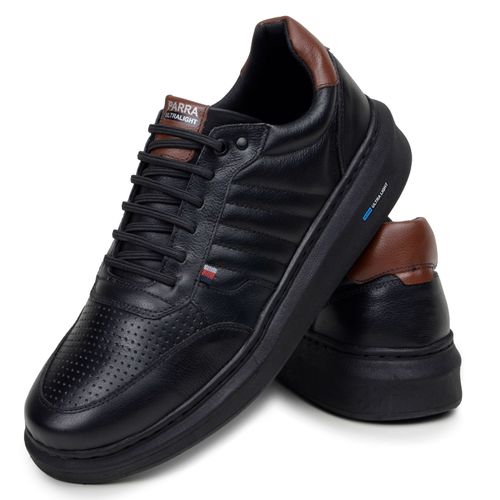 Sapatenis Moderno Detalhado Masculino Em Couro 100% Legitimo Leve Confortável Parra Boots - Preto