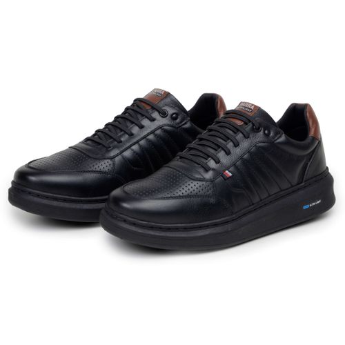 Sapatenis Moderno Detalhado Masculino Em Couro 100% Legitimo Leve Confortável Parra Boots - Preto