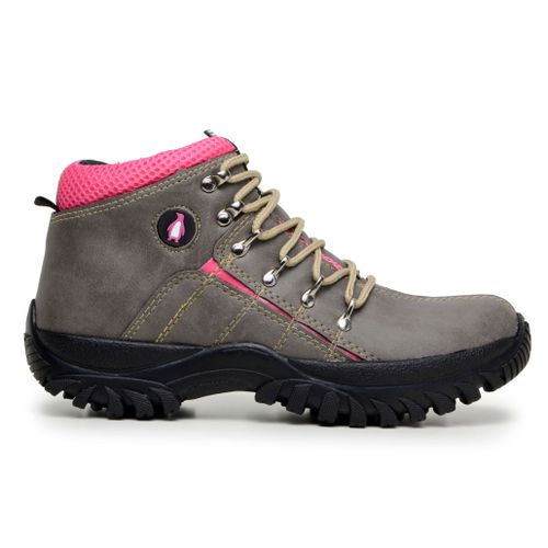 Bota Feminina Adventure Adulto Infantil Confortável Antiderrapante Parra Boots - Cinza/Pink