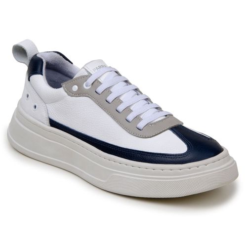 Sapatenis Masculino 100% Couro Legitimo Moderno Confortável Casual 5800 - Branco/Azul