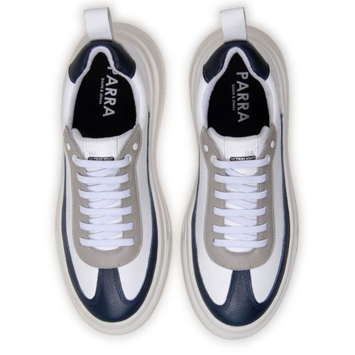 Sapatenis Masculino 100% Couro Legitimo Moderno Confortável Casual 5800 - Branco/Azul