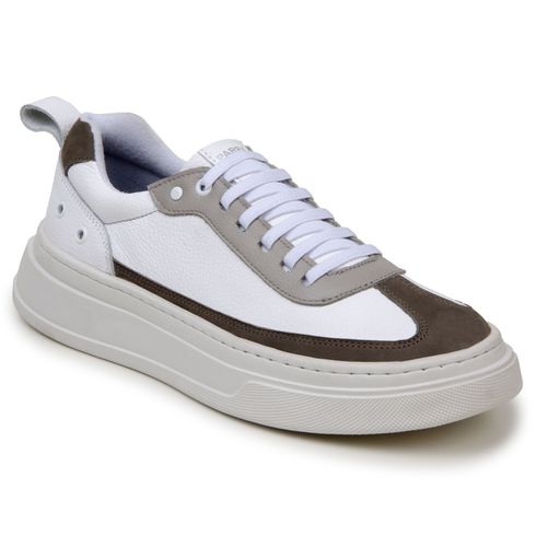 Sapatenis Masculino 100% Couro Legitimo Moderno Confortável Casual 5800 - Branco/Oliva