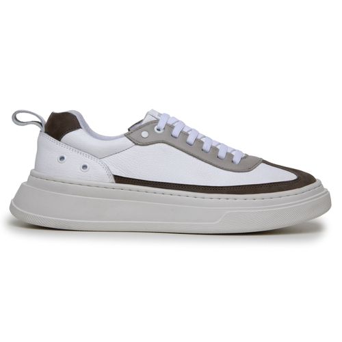Sapatenis Masculino 100% Couro Legitimo Moderno Confortável Casual 5800 - Branco/Oliva