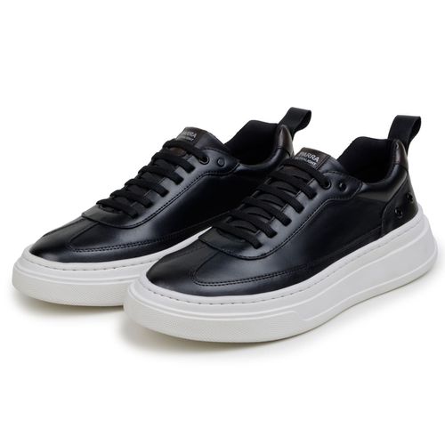 Sapatenis Masculino 100% Couro Legitimo Moderno Confortável Casual 5800 - Preto/Branco