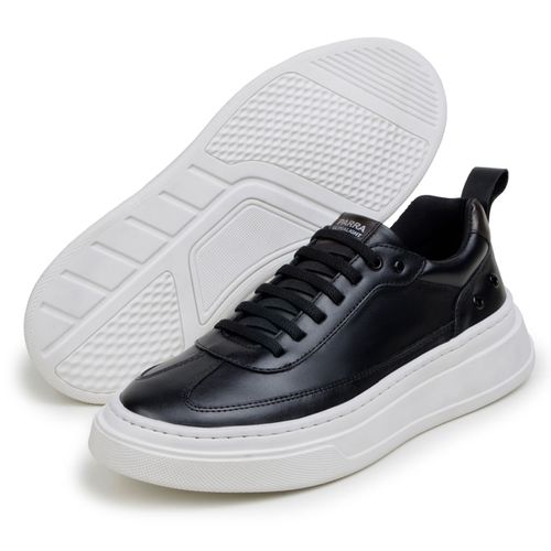 Sapatenis Masculino 100% Couro Legitimo Moderno Confortável Casual 5800 - Preto/Branco