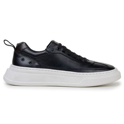 Sapatenis Masculino 100% Couro Legitimo Moderno Confortável Casual 5800 - Preto/Branco