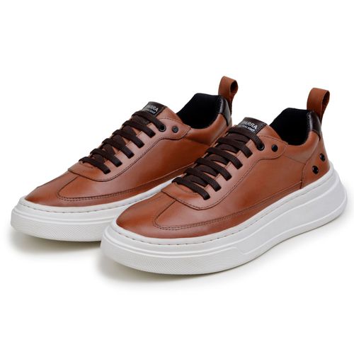 Sapatenis Masculino 100% Couro Legitimo Moderno Confortável Casual 5800 - Havana