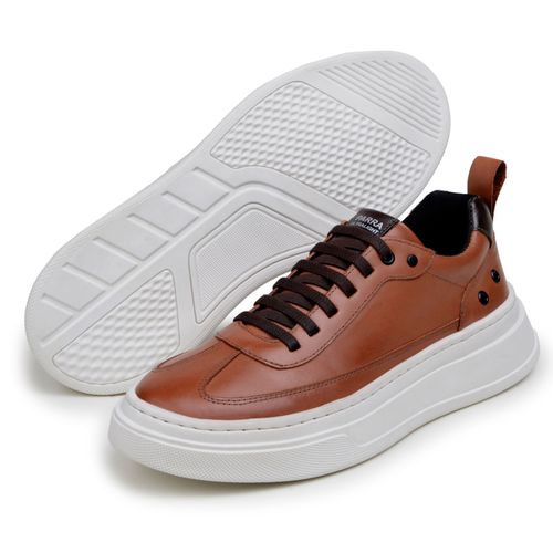 Sapatenis Masculino 100% Couro Legitimo Moderno Confortável Casual 5800 - Havana
