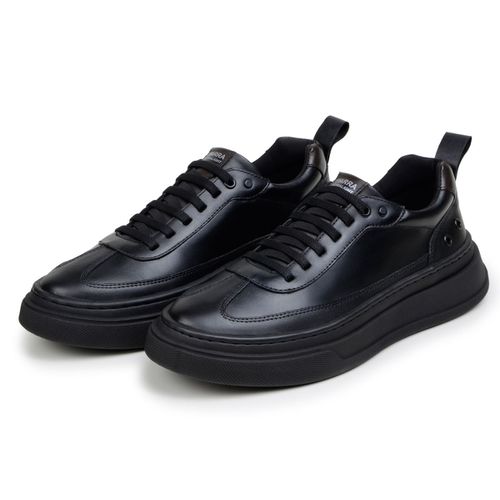 Sapatenis Masculino 100% Couro Legitimo Moderno Confortável Casual 5800 - Preto/Preto