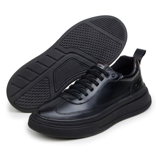 Sapatenis Masculino 100% Couro Legitimo Moderno Confortável Casual 5800 - Preto/Preto