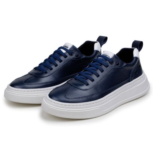 Sapatenis Masculino 100% Couro Legitimo Moderno Confortável Casual 5800 - Azul