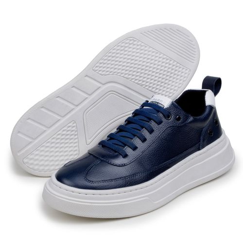 Sapatenis Masculino 100% Couro Legitimo Moderno Confortável Casual 5800 - Azul