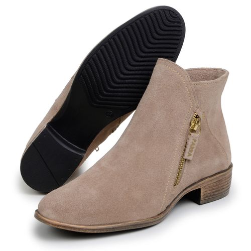 Bota Feminina Chelsea Cano Curto Camurça 100% Legítimo Areia
