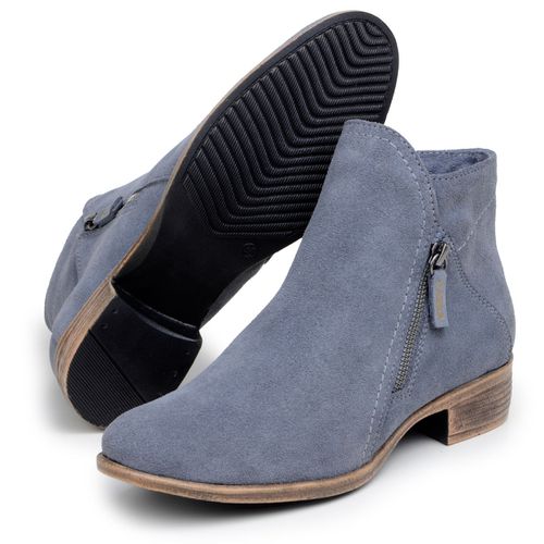 Bota Feminina Chelsea Cano Curto Camurça 100% Legítimo Azul