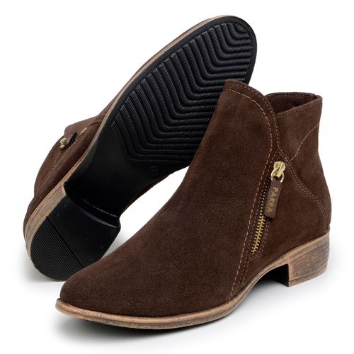 Bota Feminina Chelsea Cano Curto Camurça 100% Legítimo Café