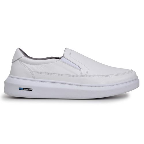 Sapatenis Mocassim Masculino Leve Confortável Em Couro 100% Legitimo Parra Boots - Branco