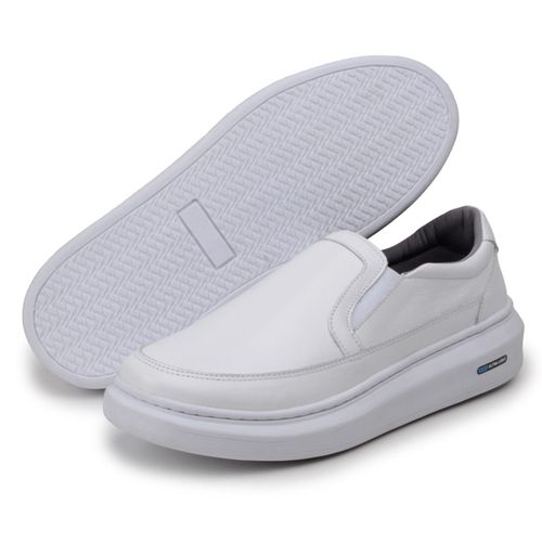 Sapatenis Mocassim Masculino Leve Confortável Em Couro 100% Legitimo Parra Boots - Branco