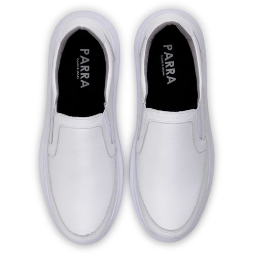 Sapatenis Mocassim Masculino Leve Confortável Em Couro 100% Legitimo Parra Boots - Branco