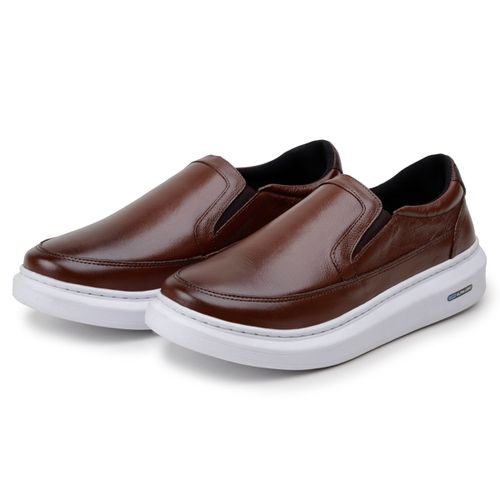 Sapatenis Mocassim Masculino Leve Confortável Em Couro 100% Legitimo Parra Boots - Havana