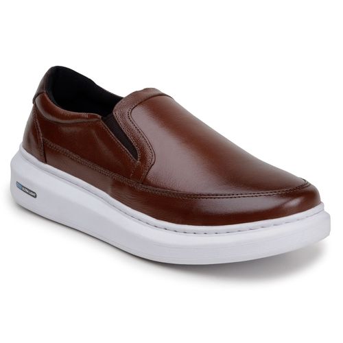 Sapatenis Mocassim Masculino Leve Confortável Em Couro 100% Legitimo Parra Boots - Havana