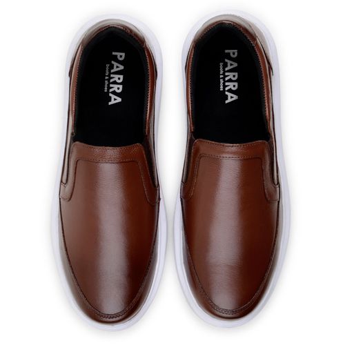 Sapatenis Mocassim Masculino Leve Confortável Em Couro 100% Legitimo Parra Boots - Havana