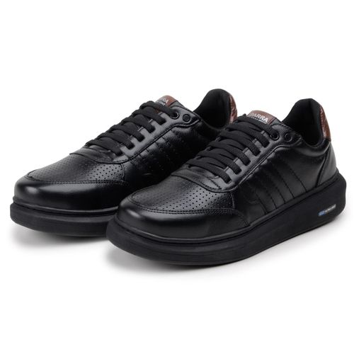 Sapatenis Moderno Detalhado Masculino Em Couro 100% Legitimo Leve Confortável Parra Boots - Preto