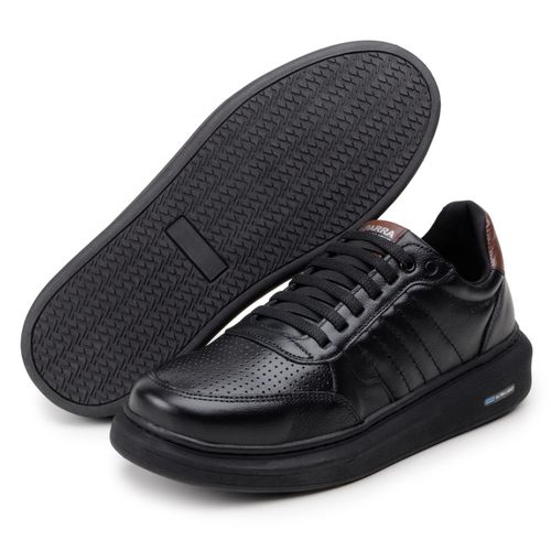 Sapatenis Moderno Detalhado Masculino Em Couro 100% Legitimo Leve Confortável Parra Boots - Preto