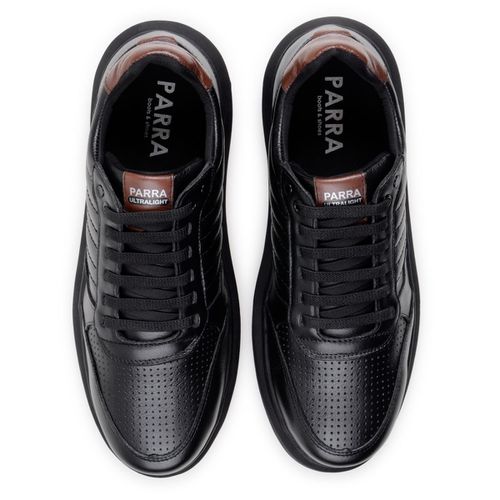 Sapatenis Moderno Detalhado Masculino Em Couro 100% Legitimo Leve Confortável Parra Boots - Preto