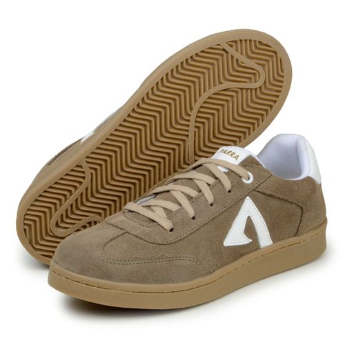 Sapatenis Feminino 100% Couro Camurça Legitimo Moderno Confortável Detalhado PX-337 - Marrom/Branco