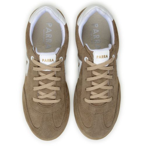 Sapatenis Feminino 100% Couro Camurça Legitimo Moderno Confortável Detalhado PX-337 - Marrom/Branco