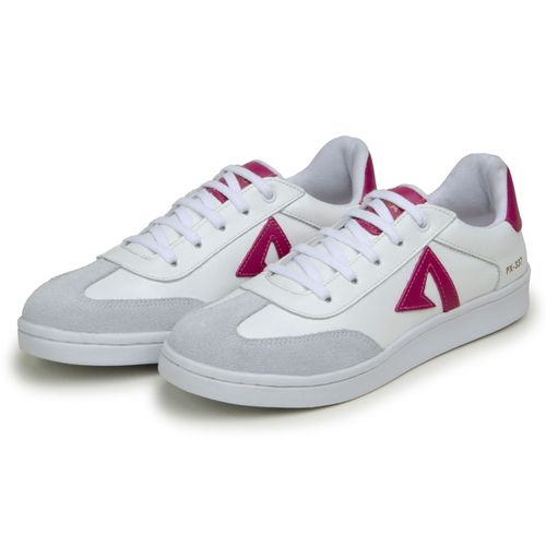 Sapatenis Feminino 100% Couro Legitimo Moderno Confortável Detalhado PX-337 - Branco/Pink