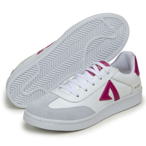 Sapatenis Feminino 100% Couro Legitimo Moderno Confortável Detalhado PX-337 - Branco/Pink