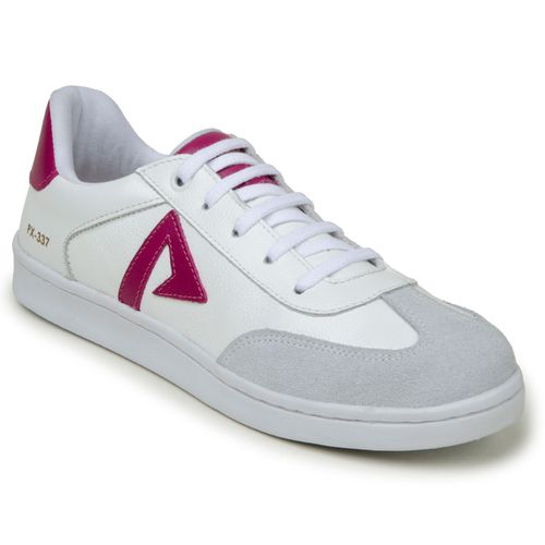 Sapatenis Feminino 100% Couro Legitimo Moderno Confortável Detalhado PX-337 - Branco/Pink