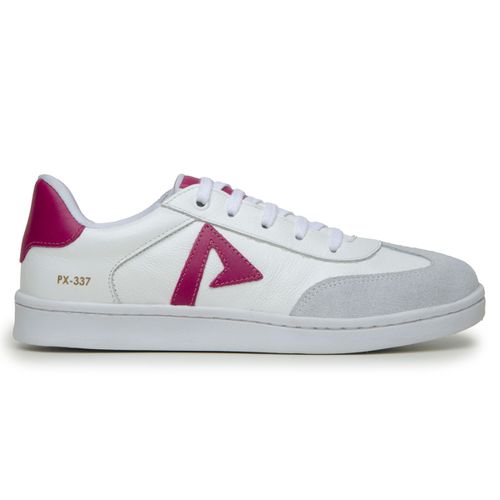 Sapatenis Feminino 100% Couro Legitimo Moderno Confortável Detalhado PX-337 - Branco/Pink