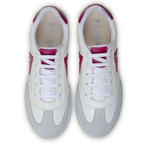 Sapatenis Feminino 100% Couro Legitimo Moderno Confortável Detalhado PX-337 - Branco/Pink