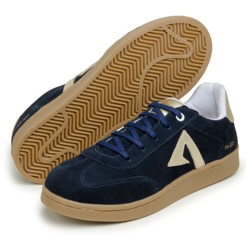 Sapatenis Feminino 100% Couro Camurça Legitimo Moderno Confortável Detalhado PX-337 - Azul/Dourado