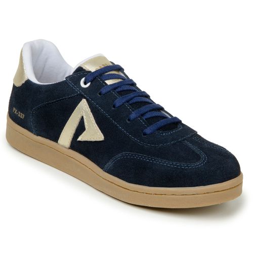 Sapatenis Feminino 100% Couro Camurça Legitimo Moderno Confortável Detalhado PX-337 - Azul/Dourado