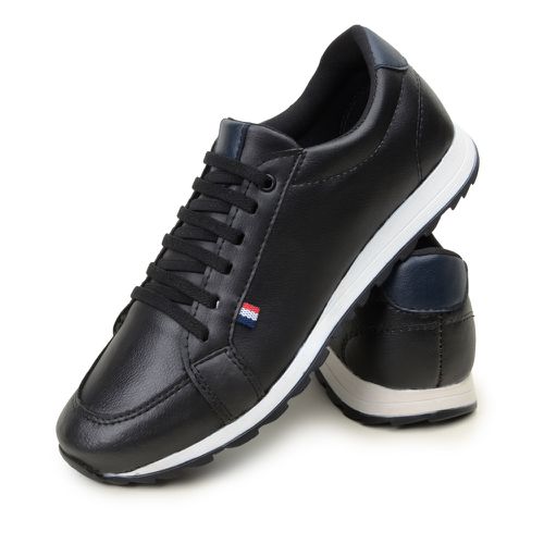 Tênis Masculino Jogger Casual Sapatênis Leve e Confortável - Preto/Branco
