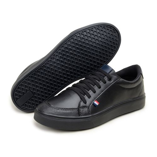 Kit 2 Tênis Slip Casual Masculino Leve e Confortável Parra Boots + Carteira + Meia - Preto/Preto - Preto/Branco