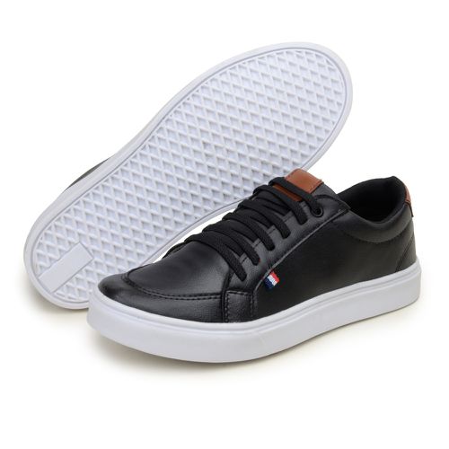 Kit 2 Tênis Slip Casual Masculino Leve e Confortável Parra Boots + Carteira + Meia - Preto/Preto - Preto/Branco