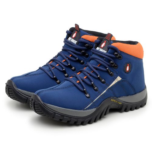 Bota Masculina Adventure Adulto Infantil Confortável Antiderrapante Parra Boots - Azul/Laranja