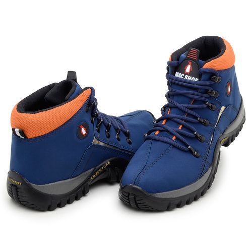Bota Masculina Adventure Adulto Infantil Confortável Antiderrapante Parra Boots - Azul/Laranja