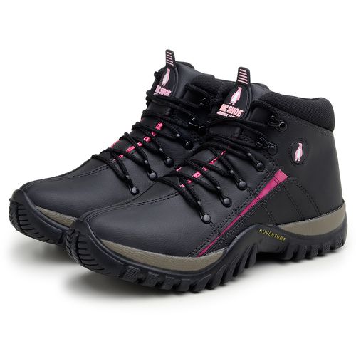 Bota Feminina Adventure Adulto Infantil Confortável Antiderrapante Parra Boots - Black/Pink
