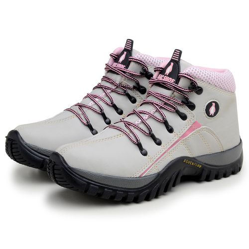 Bota Feminina Adventure Adulto Infantil Confortável Antiderrapante Parra Boots - Creme/Rosa