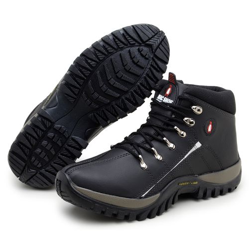 Bota Adventure Adulto Infantil Confortável Masculina Feminina Antiderrapante Parra Boots - Preto/Prata