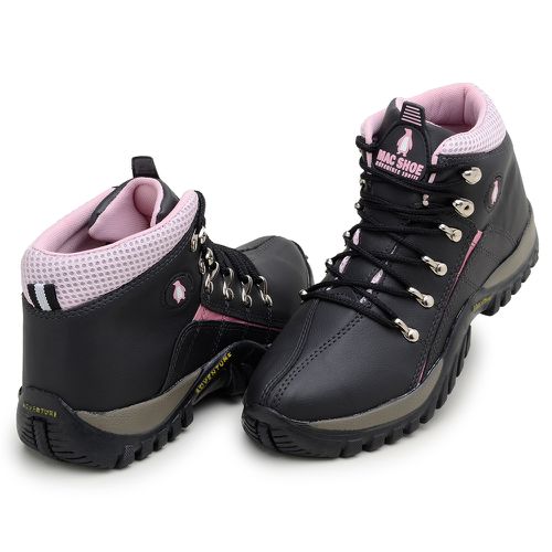 Bota Feminina Adventure Adulto Infantil Confortável Antiderrapante Parra Boots - Preto/Rosa